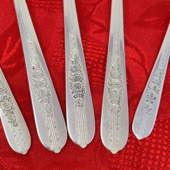 5X Serving Pieces 1939 ROYAL ROSE Oneida Nobility Plate Silverplate Spoons Sprea - Picture 3 of 13